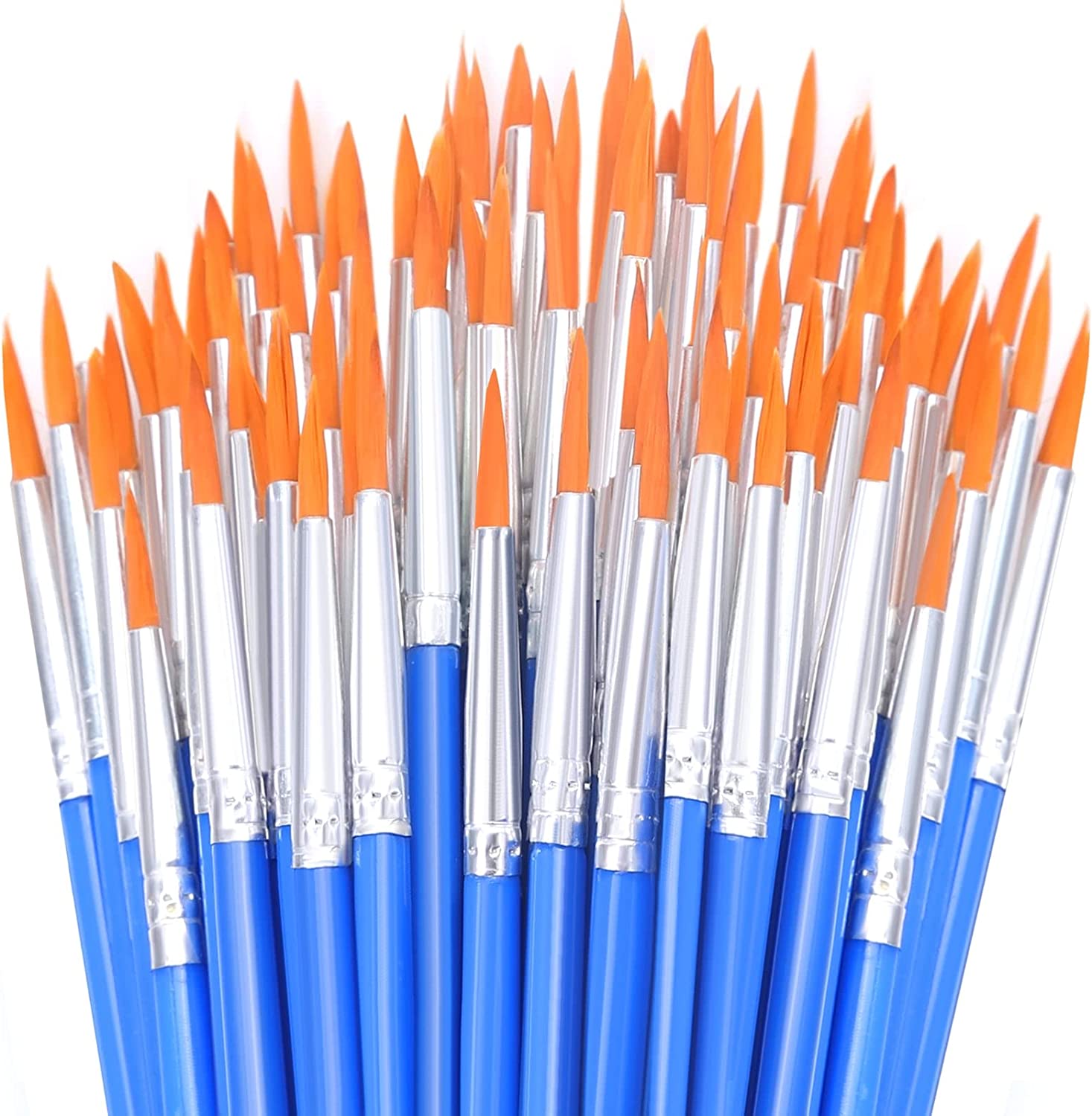 50Pcs Round Paint Brushes Bulk, Small Paint Brushes Classroom